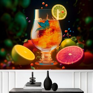 Meyveli Kokteyl İllüstrasyonu Modern Cafe Duvar Kağıdı YC-0123