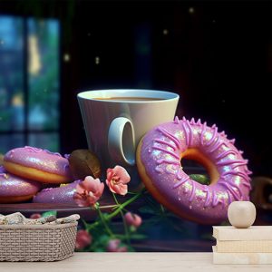 Kahve ve Donutlar Modern Cafe Duvar Kağıdı YC-0124