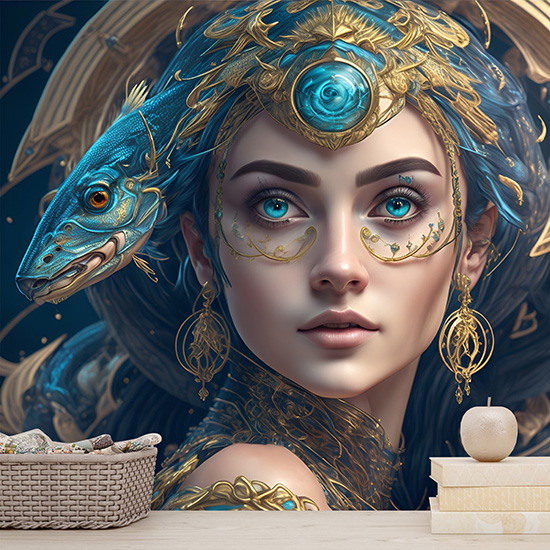 Balık Kadını Burçlar Poster Duvar Kağıdı Tek Parça YS-02148
