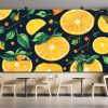 Limon Desenli İllüstrasyon Cafe Duvar Kağıdı YC-0149