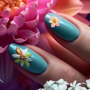 Nail Art Tırnaklar ve Çiçekler Kuaför Duvar Kağıdı Tek Parça YK-02204
