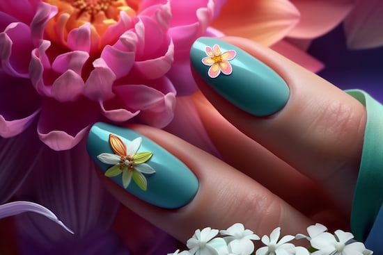 Nail Art Tırnaklar ve Çiçekler Kuaför Duvar Kağıdı Tek Parça YK-02204