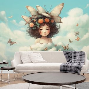 Bulutlar Arasında Sevimli Kız Çocuk Odası Duvar Kağıdı Modelleri ve Fiyatları Dekoros'da. Tüm Türkiye'ye Poster Duvar Kağıdı Gönderilir.