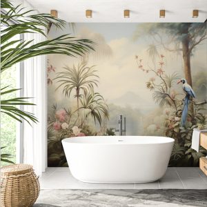 Tropikal Orman Manzarası ve Kuş Duvar Kağıdı YD-02374