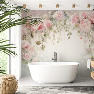 Pembe Bahar Çiçekleri Tek Parça Salon Duvar Kağıdı YF-02360