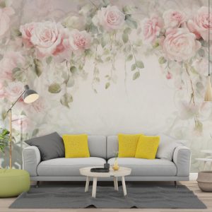 Pembe Bahar Çiçekleri Tek Parça Salon Duvar Kağıdı YF-02360