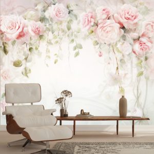 Pembe Bahar Çiçekleri Tek Parça Salon Duvar Kağıdı YF-02360