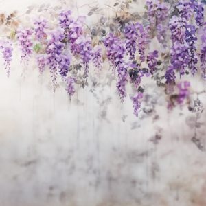 Mor Salkım Çiçekler Tek Parça Salon Duvar Kağıdı YF-02359