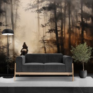 Ormandaki Atlı Kovboy Manzara Duvar Kağıdı YD-02331