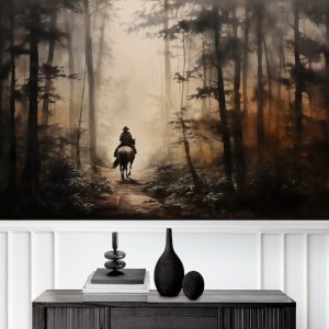 Ormandaki Atlı Kovboy Manzara Duvar Kağıdı YD-02331