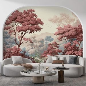 Kırmızı Ağaçlar Manzara Duvar Kağıdı YD-02403