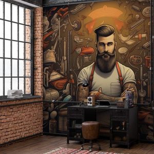 Erkek Kuaförü Duvar Kağıtları Vintage Poster YEK-02396