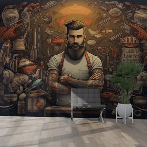 Erkek Kuaförü Duvar Kağıtları Vintage Poster YEK-02396