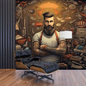 Erkek Kuaförü Duvar Kağıtları Vintage Poster YEK-02396