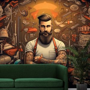 Erkek Kuaförü Duvar Kağıtları Vintage Poster YEK-02396