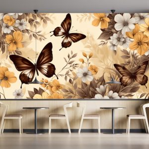 3D Kelebekler ve Çiçekler Poster Duvar Kağıdı YH-02318
