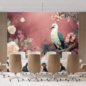 Kuş ve Çiçekler Vintage Tek Parça Duvar Kağıdı YH-02326