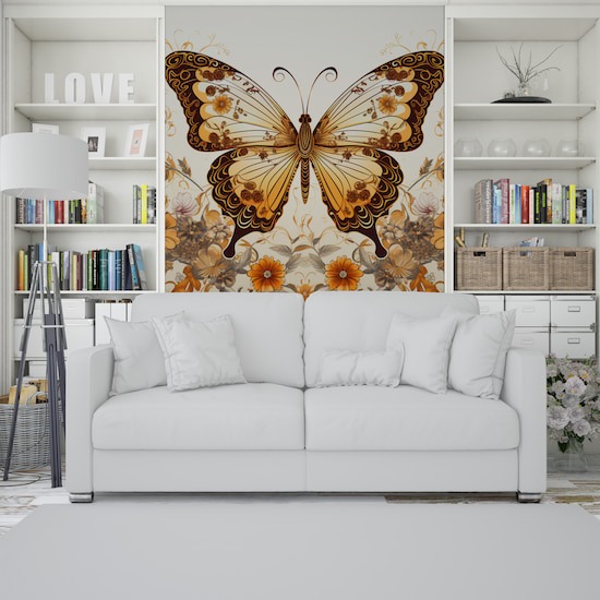 3D Gold Kelebek Tek Parça Poster Duvar Kağıdı YH-02327