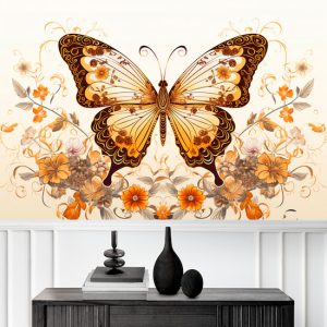 3D Gold Kelebek Tek Parça Poster Duvar Kağıdı YH-02327