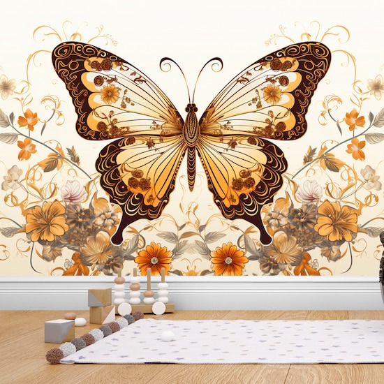 3D Gold Kelebek Tek Parça Poster Duvar Kağıdı YH-02327