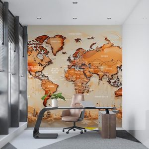 Dünya Haritası Duvar Kağıdı Ülkeler, Okyanuslar ve Denizler YH-02431