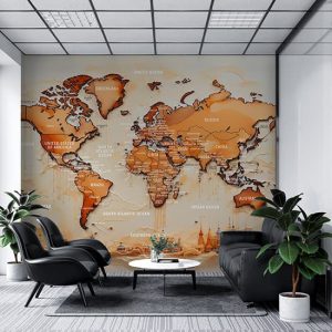 Dünya Haritası Duvar Kağıdı Ülkeler, Okyanuslar ve Denizler YH-02431