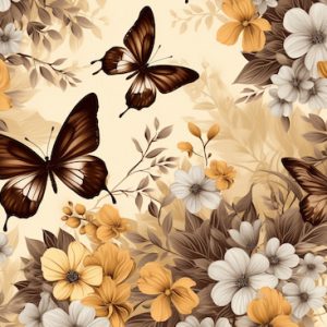 3D Kelebekler ve Çiçekler Poster Duvar Kağıdı YH-02318