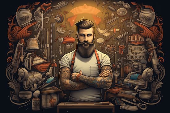 Erkek Kuaförü Duvar Kağıtları Vintage Poster YEK-02396