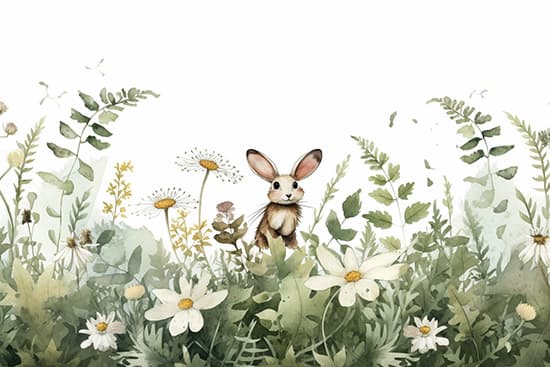 Ormandaki Tavşan Çocuk Odası Duvar Kağıdı YCO-02520