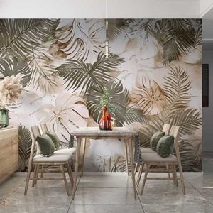 Yaprak Desenli Duvar Kağıdı Tek Parça Salon Duvar Dekoru YF-02486