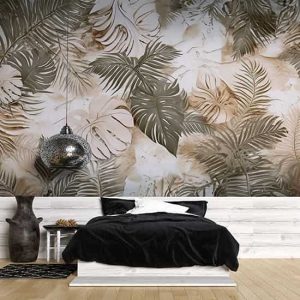 Yaprak Desenli Duvar Kağıdı Tek Parça Salon Duvar Dekoru YF-02486