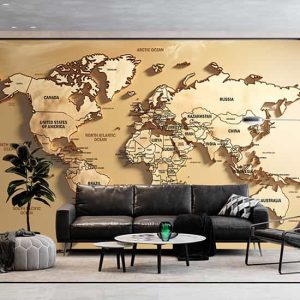 Gold Dünya Haritası Poster Duvar Kağıdı YH-02270