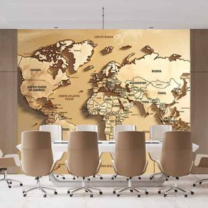 Gold Dünya Haritası Poster Duvar Kağıdı YH-02270