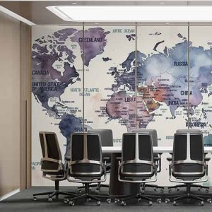 Suluboya Dünya Haritası Tek Parça Duvar Kağıdı YH-02272