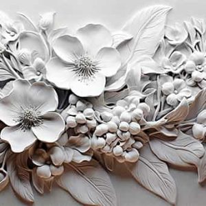 3D Kabartma Görünümlü Çiçek Duvar Kağıtları YF-02469