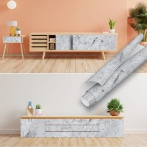 Açık Gri Mermer Desenli Yapışkanlı Folyo 45 cm ve 90 cm Rulo Çeşitleri Dekoros'ta. Banyo, Duvar, Masa, Tezgah ve Dolap Kaplamaya Uygun Hadi Şimdi Tıkla!