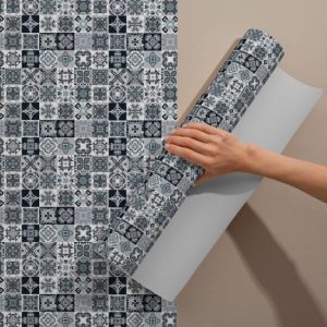 Antrasit Mavi Çini Motifli Yapışkanlı Folyo 45 cm ve 90 cm Rulo Çeşitleri Dekoros'ta! Yüzey, Tezgah Kaplama ve PVC Çıkartma Folyolar için Tıkla!