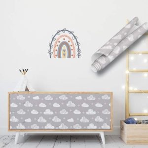 Sevimli Bulut Desenli Yapışkan Folyo 45 ve 90 cm Rulo Çeşitleri Dekoros'ta! Su Geçirmez Folyolar ve Çocuk Odası Kaplama Kağıtları için Hemen Tıkla!