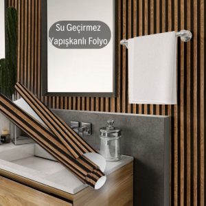 Ahşap Lambri Panel Görünümlü Yapışkanlı Folyo 0149 45 cm ve 90 cm Rulo Çeşitleri Dekoros'ta. Tezgah, Banyo, Duvar ve Masa Kaplamaya Uygun. Şimdi Tıkla.
