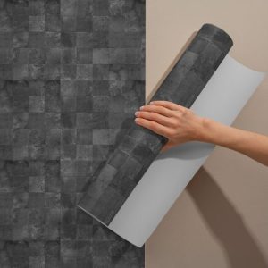 Gri Kare Seramik Yapışkanlı Folyo, 45 cm ve 90 cm PVC Rulo Çeşitleri Dekoros'ta. Banyo Duvar Kaplama Dekorasyonu, Soy Yapıştır Çeşitleri için Hemen Tıkla
