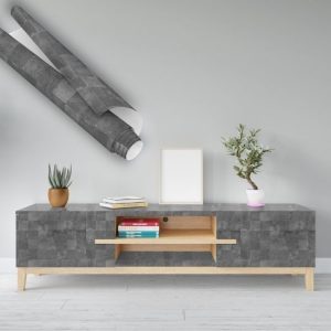 Gri Kare Seramik Yapışkanlı Folyo, 45 cm ve 90 cm PVC Rulo Çeşitleri Dekoros'ta. Banyo Duvar Kaplama Dekorasyonu, Soy Yapıştır Çeşitleri için Hemen Tıkla