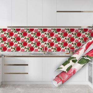 Pembe Kırmızı Gül Yapışkanlı Folyo 45 cm ve 90 cm Rulo Çeşitleri Dekoros'ta! Kendinden Yapışkanlı, Desen Takipli, Kaplama Folyoları için Hemen Tıkla!