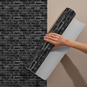 Siyah Tuğla Desen Yapışkanlı Folyo, 45 cm ve 90 cm PVC Rulo Çeşitleri Dekoros'ta. Banyo, Duvar, Yer Kaplama Folyosu, Kaliteli Malzeme En Uygun Fiyatlar