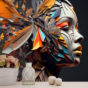 Kampanyalı Duvar Kağıdı Renkli Kelebekler İle Çevrili Kadın 3d YK-00597 Silinebilir Salon, Cafe, Çocuk Odası Duvar Kağıtları Poster Modelleri Dekoros.com'da