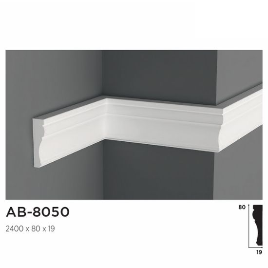 8cm Boyanabilir Beyaz Duvar Bordürü AB-8050 ile Modern İç Mekanlar Oluşturun Dayanıklı Polimer Duvar Bordürleri. Bordür ve Çıta Modelleri için Hemen Tıkla!
