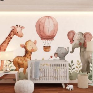 Fil ve Zürafa Duvar Kağıdı Modelleri ve Fiyatları Dekoros'da. Tutkal Hediyeli! Suluboya Safari Hayvanları Duvar Kağıtları Tüm Türkiye'ye Gönderiyoruz!