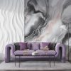 Gri ve Pembe Renkli Mermer Desenli Modern Oturma Odası Duvar Kağıdı YM-07003