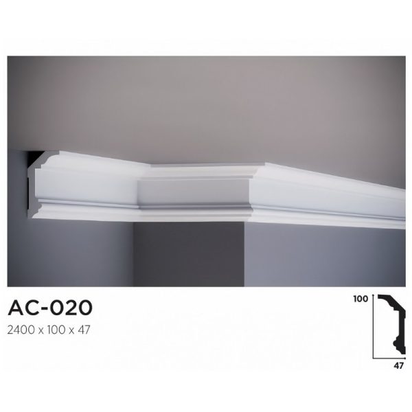 Dekoratif Beyaz Kartonpiyer Dekorasyon Profili AC-020