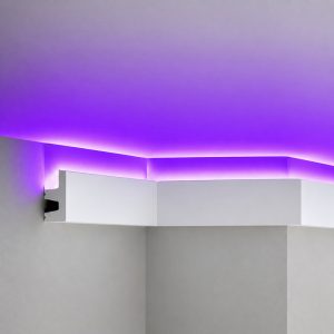 Mor ışık veren ACL-009 boyanabilir LED’li kartonpiyer yakın çekim görünümü