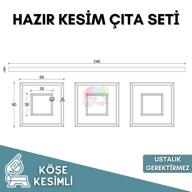 Kolay Montaj Duvar Çıta Seti Modern Soy Yapıştır Set 019